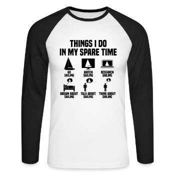 Things I do in my spare time Sailing - Unisex Long Sleeve Baseball T-Shirt - white/black - Front - Nik (191cm)