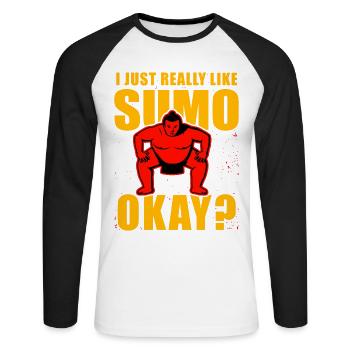J’aime vraiment le sumo, d’accord ? - T-shirt baseball manches longues Homme - blanc/noir - Devant - Nik (191cm)