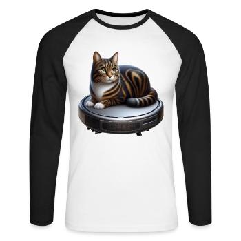 Vacuum Cleaner Driver Kitten Lover - Unisex Long Sleeve Baseball T-Shirt - white/black - Front - Nik (191cm)
