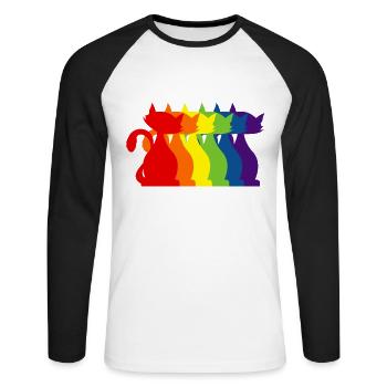 Purride Regenbogen Kätzchen Bunte Lgbt Silhouette - Unisex Baseballshirt langarm - Weiß/Schwarz - Vorne - Nik (191cm)