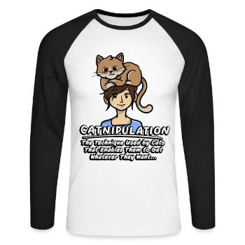 Technique De Catnipulation De Chaton Amant Chat Mignon - T-shirt baseball manches longues Homme - blanc/noir - Devant - Nik (191cm)
