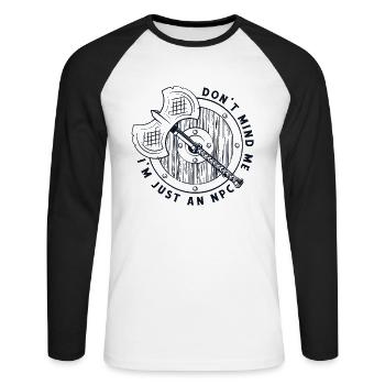 I'm Just An NPC LARPing Weapons Armor Character - Unisex Long Sleeve Baseball T-Shirt - white/black - Front - Nik (191cm)