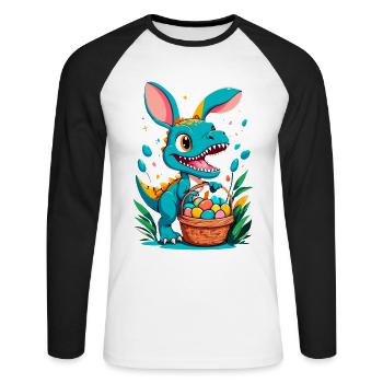 Iconic Easter Dinosaur Dinosaur Easter Bunny - Unisex Long Sleeve Baseball T-Shirt - white/black - Front - Nik (191cm)