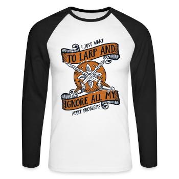 I Just Want To LARP LARPing Weapons Armor - Unisex Long Sleeve Baseball T-Shirt - white/black - Front - Nik (191cm)