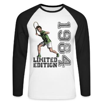 Édition limitée 1984 Édition limitée Tennis - T-shirt baseball manches longues Homme - blanc/noir - Devant - Nik (191cm)