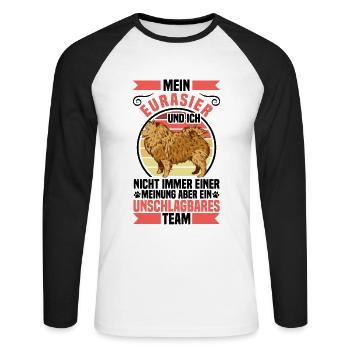 Eurasier est un Spitz eurasien imbattable - T-shirt baseball manches longues Homme - blanc/noir - Devant - Nik (191cm)