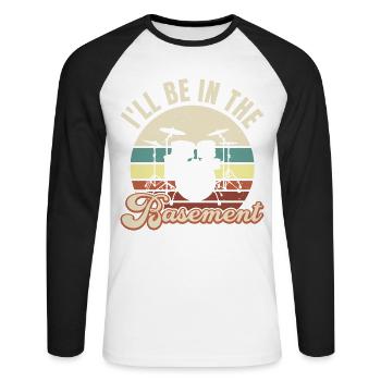 ICH WERDE IM KELLER SEIN - Unisex Baseballshirt langarm - Weiß/Schwarz - Vorne - Nik (191cm)