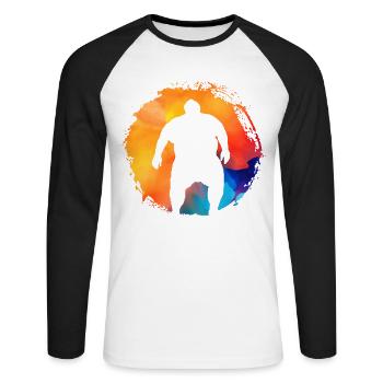 Sumo rétro - T-shirt baseball manches longues Homme - blanc/noir - Devant - Nik (191cm)