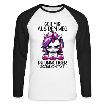 Écarte-toi de mon chemin, toi les contacts sociaux inutiles - T-shirt baseball manches longues Homme - blanc/noir - Devant - Nik (191cm)