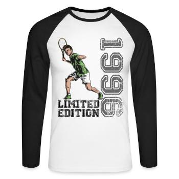 Limited Edition 1996 Limited Edition Tennis - Unisex Baseballshirt langarm - Weiß/Schwarz - Vorne - Nik (191cm)