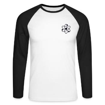 Énergie nucléaire Logo Emblème Uranium Énergie Nucléaire - T-shirt baseball manches longues Homme - blanc/noir - Devant - Nik (191cm)