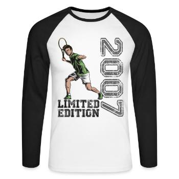 Limited Edition 2007 Limited Edition Tennis - Unisex Baseballshirt langarm - Weiß/Schwarz - Vorne - Nik (191cm)