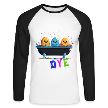 Funny Egg Dyeing Colors for Easter Artist - Unisex Long Sleeve Baseball T-Shirt - white/black - Front - Nik (191cm)