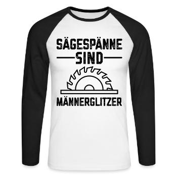 Sägespäne sind Männers Glitzer Tischler Sprüche - Unisex Baseballshirt langarm - Weiß/Schwarz - Vorne - Nik (191cm)