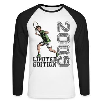 Limited Edition 2009 Limited Edition Tennis - Unisex Long Sleeve Baseball T-Shirt - white/black - Front - Nik (191cm)