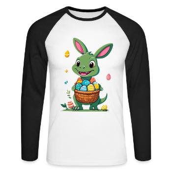 Iconic Easter Dinosaur Dinosaur Easter Bunny - Unisex Long Sleeve Baseball T-Shirt - white/black - Front - Nik (191cm)
