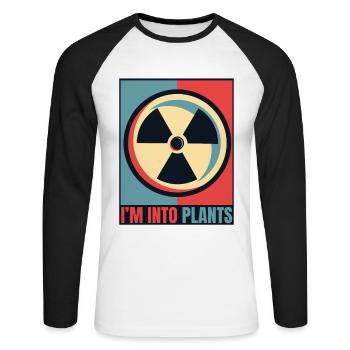 I'm Into Plants Energy Uranium Operator Nuclear - Unisex Long Sleeve Baseball T-Shirt - white/black - Front - Nik (191cm)