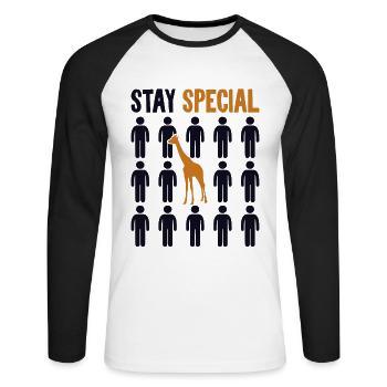 Aufenthalt Special Giraffidae Nubische Afrikanische Giraffe - Unisex Baseballshirt langarm - Weiß/Schwarz - Vorne - Nik (191cm)