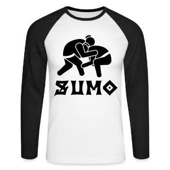 Sumo - Unisex Baseballshirt langarm - Weiß/Schwarz - Vorne - Nik (191cm)