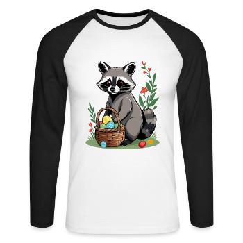 Funny Raccoon Saying Easter Bunny Design - Unisex Long Sleeve Baseball T-Shirt - white/black - Front - Nik (191cm)