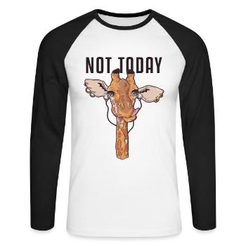 Not Today Nubian African Giraffidae Giraffe - Unisex Long Sleeve Baseball T-Shirt - white/black - Front - Nik (191cm)