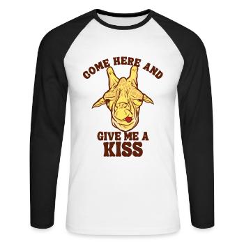 Viens ici et donne-moi un baiser girafidés africains - T-shirt baseball manches longues Homme - blanc/noir - Devant - Nik (191cm)