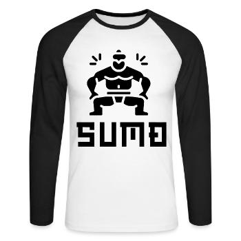 Sumo - T-shirt baseball manches longues Homme - blanc/noir - Devant - Nik (191cm)