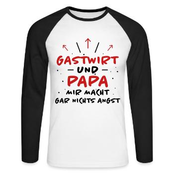Gastwirt Spruch Kneipe Wirt Fun Gastwirt Geschenk - Unisex Baseballshirt langarm - Weiß/Schwarz - Vorne - Nik (191cm)
