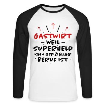 Gastwirt Spruch Kneipe Wirt Fun Gastwirt Geschenk - Unisex Baseballshirt langarm - Weiß/Schwarz - Vorne - Nik (191cm)