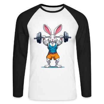Easter Bunny Bodybuilding Animal Funny Workout - Unisex Long Sleeve Baseball T-Shirt - white/black - Front - Nik (191cm)