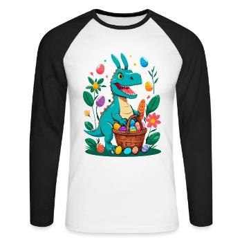 Iconic Easter Dinosaur Dinosaur Easter Bunny - Unisex Long Sleeve Baseball T-Shirt - white/black - Front - Nik (191cm)