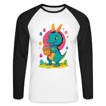 Iconic Easter Dinosaur Dinosaur Easter Bunny - Unisex Long Sleeve Baseball T-Shirt - white/black - Front - Nik (191cm)
