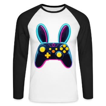 Easter Bunny Gamer & Gaming Streetwear Iconic - Unisex Long Sleeve Baseball T-Shirt - white/black - Front - Nik (191cm)