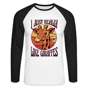 Tout comme les girafes girafes nubiennes - T-shirt baseball manches longues Homme - blanc/noir - Devant - Nik (191cm)