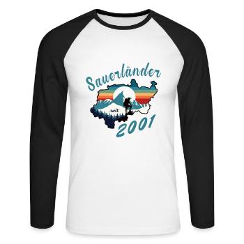 2001 anniversaire Sauerländer Original Retro Sunset - T-shirt baseball manches longues Homme - blanc/noir - Devant - Nik (191cm)