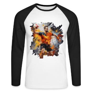 Handball. Player. Watercolour. - Unisex Long Sleeve Baseball T-Shirt - white/black - Front - Nik (191cm)