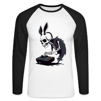 Osterhase Gamer Ikonisches Ostern Gaming - Unisex Baseballshirt langarm - Weiß/Schwarz - Vorne - Nik (191cm)