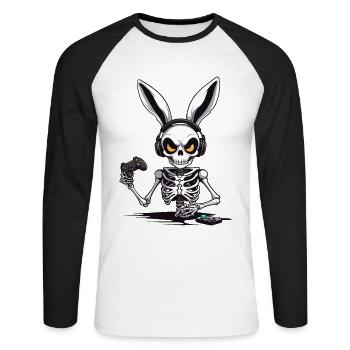 Easter Bunny Gamer & Gaming Streetwear Iconic - Unisex Long Sleeve Baseball T-Shirt - white/black - Front - Nik (191cm)