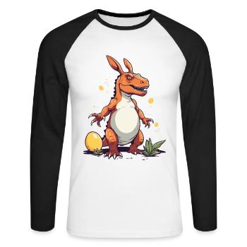 Iconic Easter Dinosaur and Dinosaur Easter Bunny - Unisex Long Sleeve Baseball T-Shirt - white/black - Front - Nik (191cm)