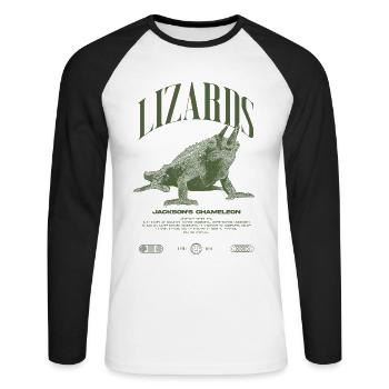 Jackson's Chamäleon Streetwear Eidechsenwärter - Unisex Baseballshirt langarm - Weiß/Schwarz - Vorne - Nik (191cm)