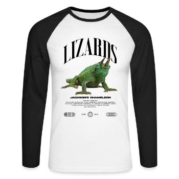 Jackson's Chameleon Streetwear Lizard Keeper - Unisex Long Sleeve Baseball T-Shirt - white/black - Front - Nik (191cm)