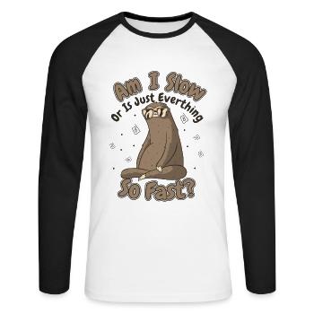 Or Is Just Everything So Fast Pilosa Folivora - Unisex Long Sleeve Baseball T-Shirt - white/black - Front - Nik (191cm)