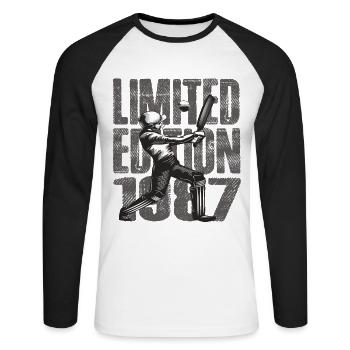Édition limitée 1987 Édition limitée Cricket - T-shirt baseball manches longues Homme - blanc/noir - Devant - Nik (191cm)