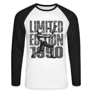 Limited Edition 1990 Limited Edition Cricket - Unisex Baseballshirt langarm - Weiß/Schwarz - Vorne - Nik (191cm)