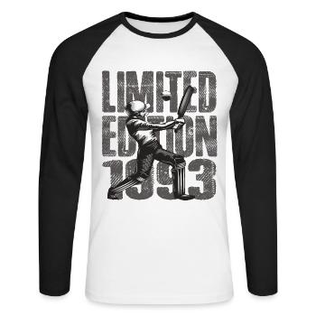 Limited Edition 1993 Limited Edition Cricket - Unisex Long Sleeve Baseball T-Shirt - white/black - Front - Nik (191cm)