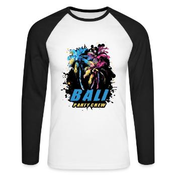 Bali Party Crew Holiday Saying - T-shirt baseball manches longues Homme - blanc/noir - Devant - Nik (191cm)