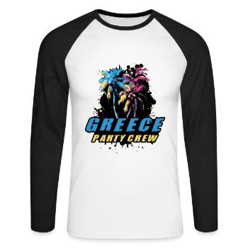 Greece Party Crew Holiday Saying - Unisex Long Sleeve Baseball T-Shirt - white/black - Front - Nik (191cm)