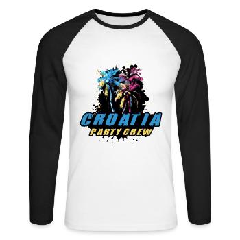 Croatia Party Crew Holiday Saying - Unisex Long Sleeve Baseball T-Shirt - white/black - Front - Nik (191cm)