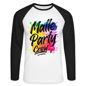 Malle Party Crew Bunt Klecks Mallorca - T-shirt baseball manches longues Homme - blanc/noir - Devant - Nik (191cm)