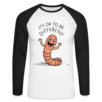 Lustiger Wurm Würmer Lustige Sprüche Lustige Tiere - Unisex Baseballshirt langarm - Weiß/Schwarz - Vorne - Nik (191cm)